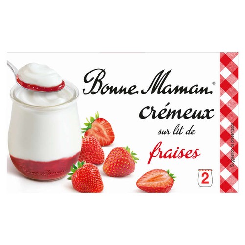Bonne Maman Yaourt Crémeux/Lit de Fraise 2x125g