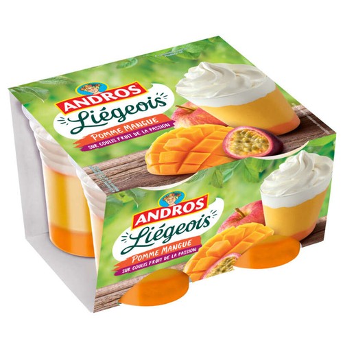 Andros Liégeois Pomme et Mangue sur du coulis de Passion 4x100g