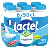 Lactel Vitamine D Demi-écrémé Bouteille 6x50cl