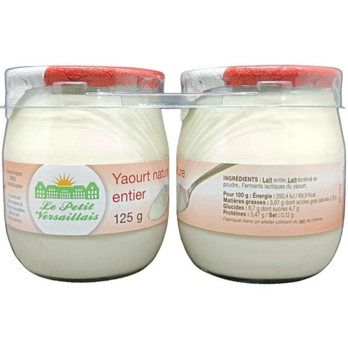 Le Petit Versaillais Yaourt nature lait entier 2x125g