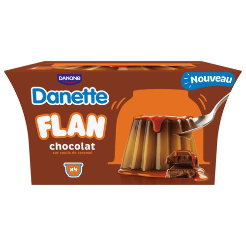 Danette Flan chocolat sur coulis de caramel x4 95g