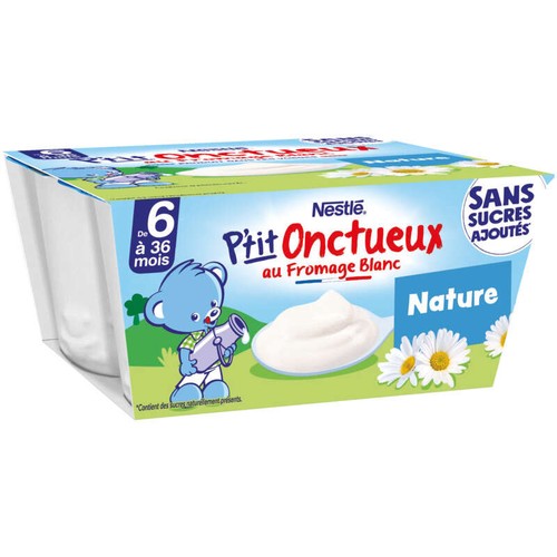 Nestlé P'Tit Onctueux Nature au fromage blanc dès 6 mois 4x90g