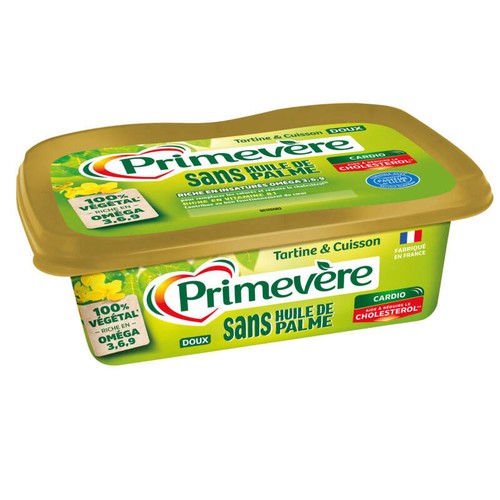 Primevère Margarine Tartine & Cuisson Sans Huile de Palme doux 240g