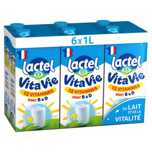 Lactel Vita'Vie Lait Vitaminé 1,0% de Mg 6x1L