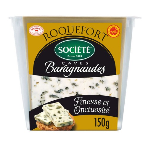Société Roquefort Fromage AOP caves Baragnaudes au lait cru de brebis 150g