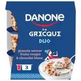 Danone à la grecque Duo granola fruits rouges et chocolat blanc 3x100g