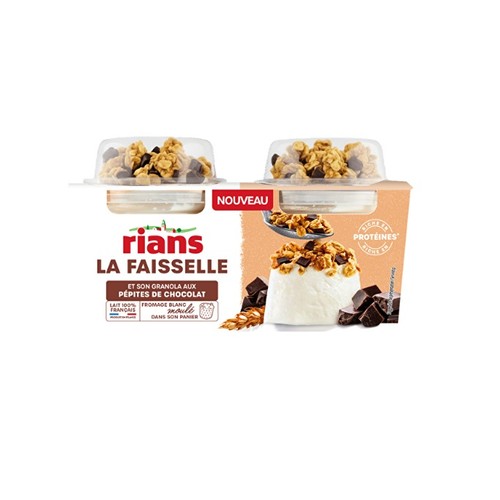 Rians Faisselle et son granola aux pépites de chocolat 2x110g