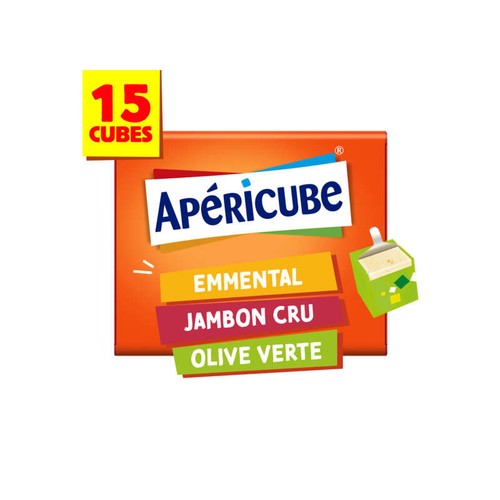 Apéricube P'Tits Plaisirs Saveur Jambon Cru 3 Fromages Olives Vertes *15 78g