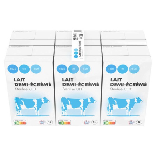 Tous Les Jours Lait demi écrémé 6x1L