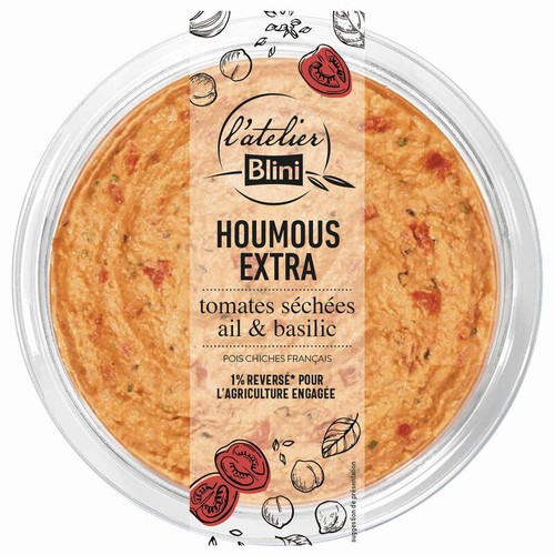 L'Atelier Blini Houmous Extra Au Tomates Séchées Ail & Basilic 175g
