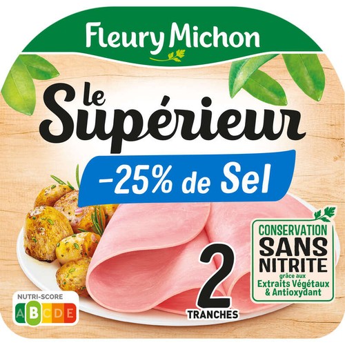 Fleury Michon Le Supérieur Jambon -25% Sel Sans Nitrite x2