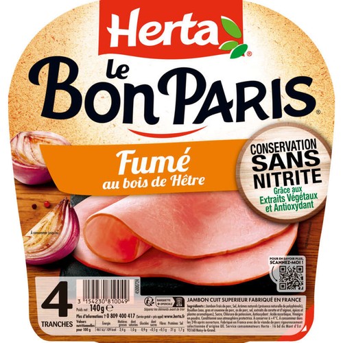 Herta Le Bon Paris Jambon fumé conservation sans nitrite x4