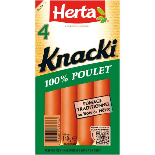 Herta Knacki Saucisses 100% poulet x4