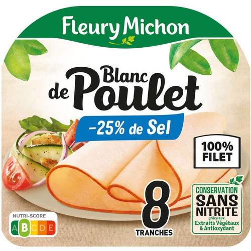 Fleury Michon Blanc De Poulet -25% De Sel Tranches Fines x8