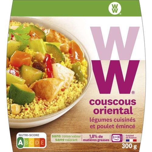 Weight Watchers Couscous oriental, légumes cuisinés et poulet émincé 300g