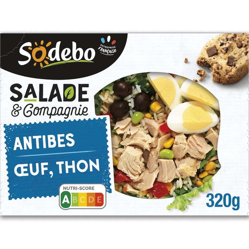 Sodebo Salade & Compagnie Antibes Thon Crudités Riz 320g