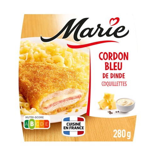 Marie Cordon bleu de dinde, Coquillettes à l'emmental 280g