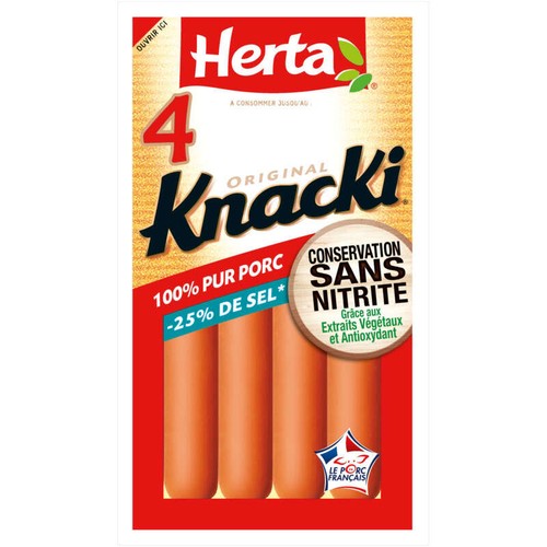 Herta Knacki Saucisses Sel Réduit x4 140g