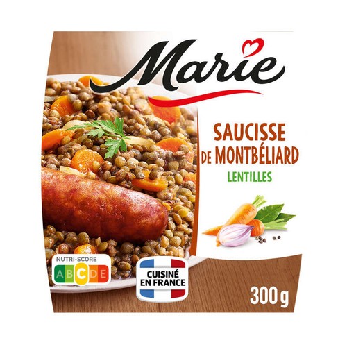 Marie Saucisse de Montbéliard et lentilles cuisinés 300g