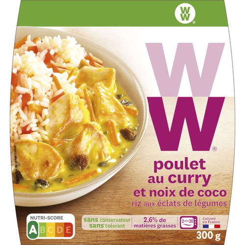 Weight Watchers Poulet au curry, noix de coco et riz aux légumes 300g