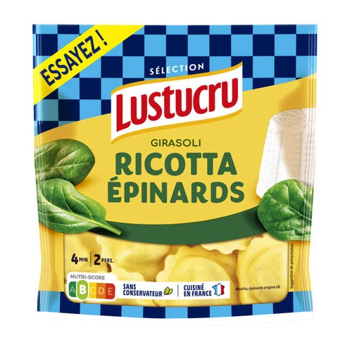 Lustucru Pâtes Fraîches Girasoli Ricotta Épinard le sachet de 250g