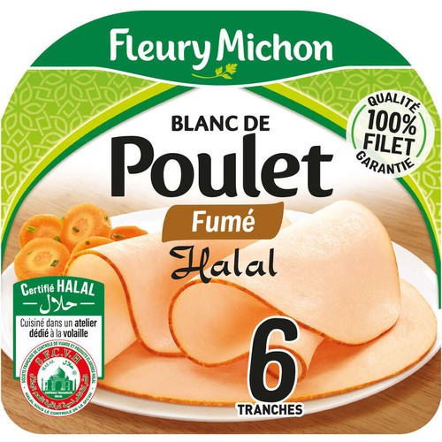 Fleury Michon Blanc De Poulet Fumé Halal Tranches Fines x6