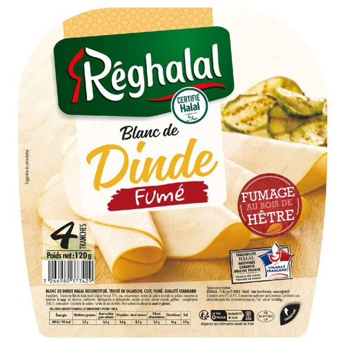 Reghalal Blanc de dinde fumé x4 tranches