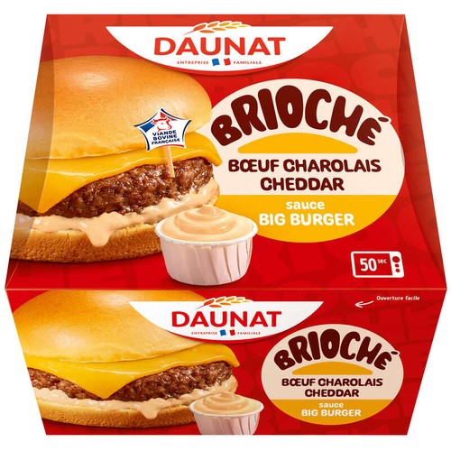 Daunat Brioche Bœuf charolais cheddar sauce big burger 155g