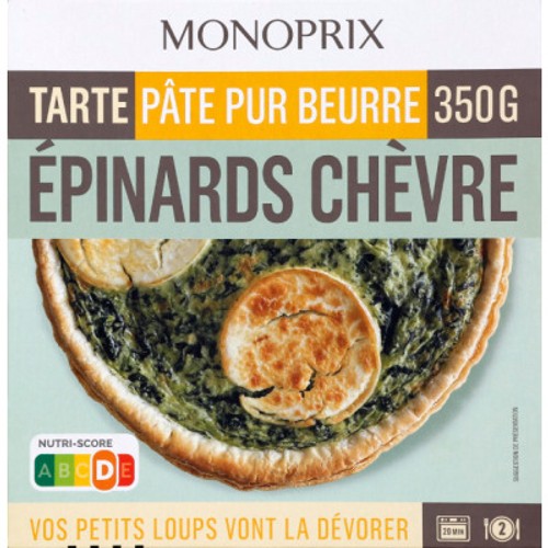 Monoprix Tarte chèvre & épinards 350g
