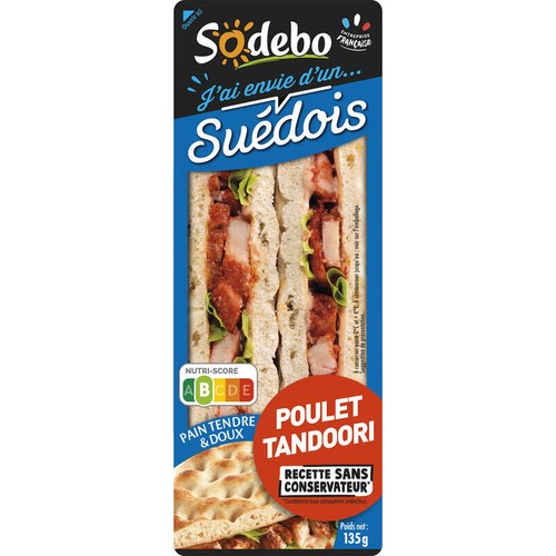 Sodebo Sandwich Suédois poulet tandoori 135g