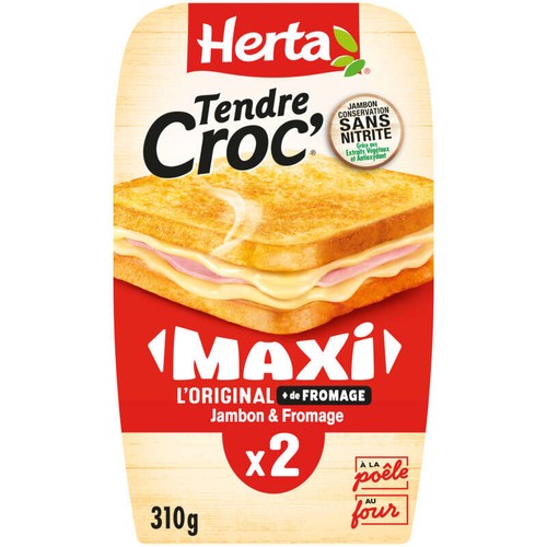 Herta Tendre Croc’ Maxi l’Original  Jambon & fromage x2 - 310g