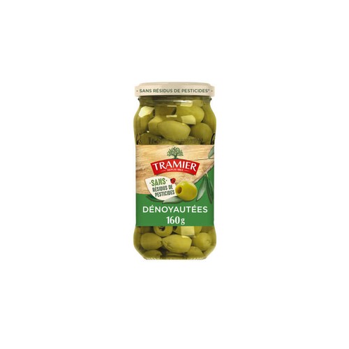 Tramier Olives Vertes Dénoyautées Sans Résidus de Pesticides 160g