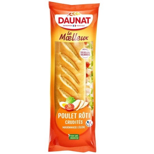 Dauna Sandwich le Moelleux - Poulet Rôti Crudité et Mayonnaise 230g