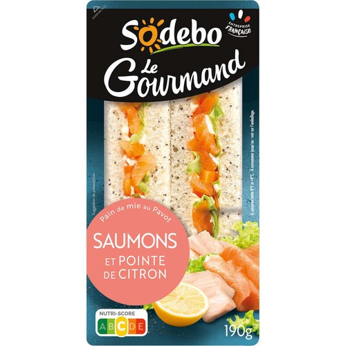 Sodebo Sandwich Gourmand club pavot saumon citron 190g