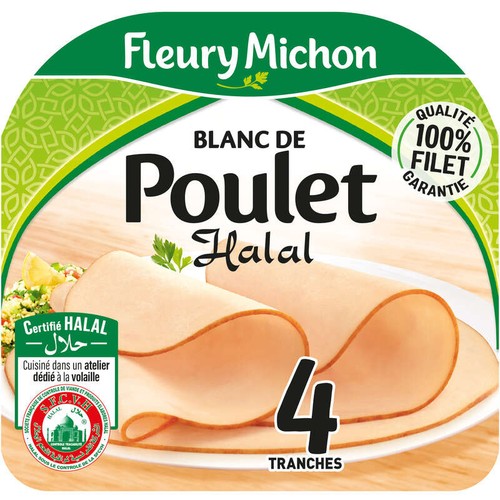 Fleury Michon Blanc De Poulet Halal Tranches Fines x4
