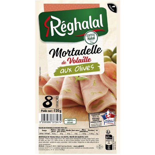 Reghalal Mortadelle olive 8 tranches 120g