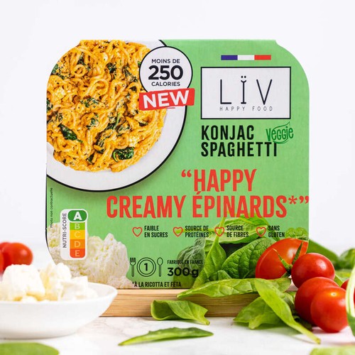 Lïv Happy food Konjac spaghetti happy creamy épinards 300g