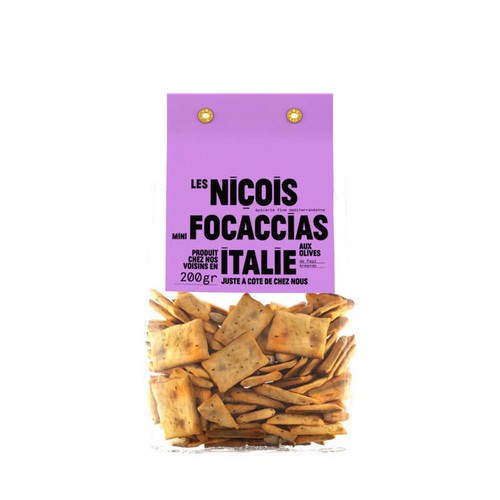 Les Niçois Mini-focaccias aux olives de Papi Armando 200g