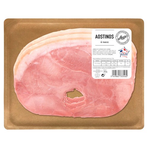 Aoste Aostinos Jambon cuit cuisiné à l'os 4 tranches 260g