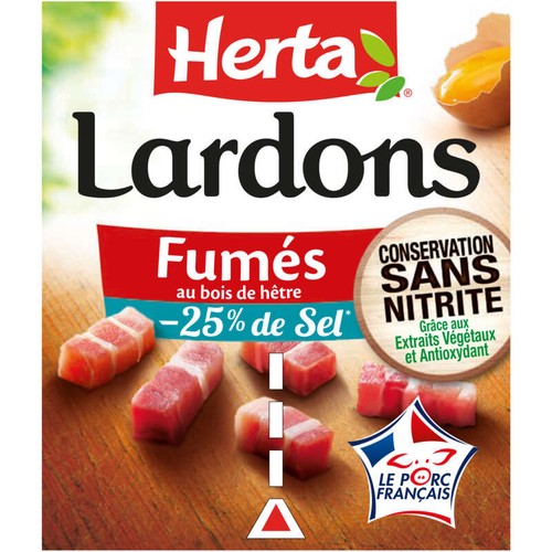 Herta Lardons Fumés -25% de sel 2x75g