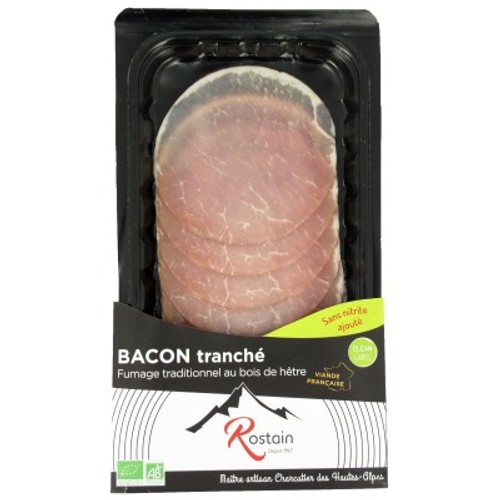 Rostain Bacon Tranché Fumage Traditionnel au Bois de Hêtre x8 Tranches 100g