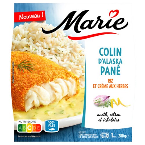 Marie Colin d'alaska pané, riz et crème aux herbes 280g