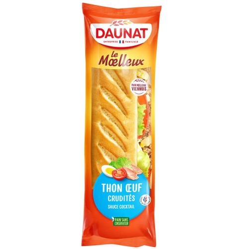 Daunat Baguette le moelleux Thon œuf crudités 230g