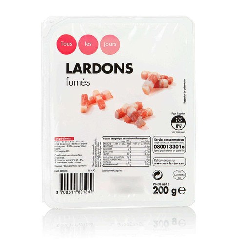 Tous les jours Lardons fumés 200g