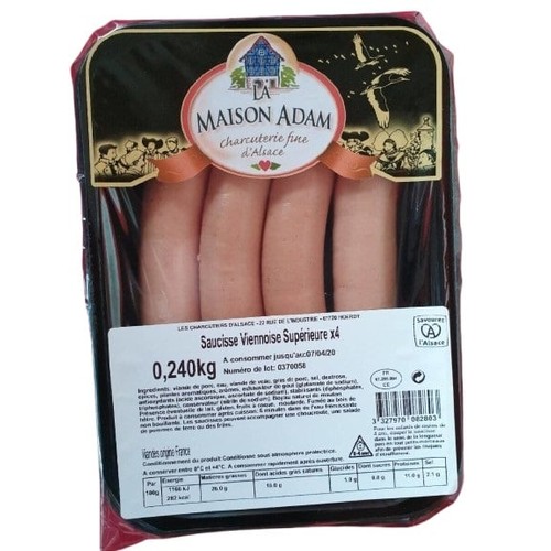 Maison Adam Saucisse Viennoise Supérieure 240g