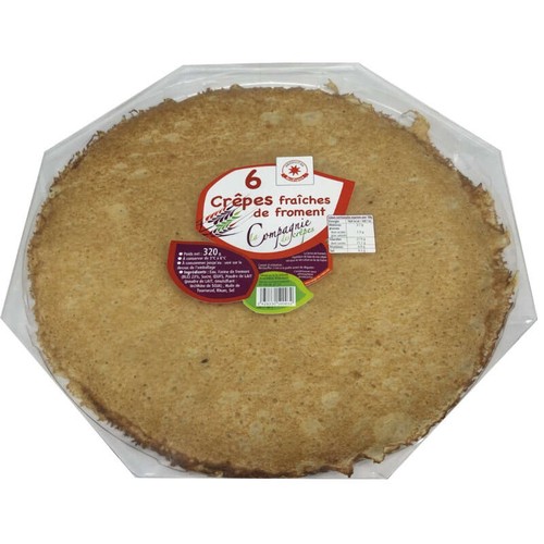Compagnie des crêpes Crêpes  Fraiches de Froment sucrées x6