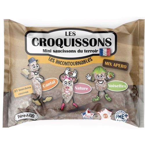 Les Croquissons Mini Saucissons du Terroir Cantal et Nature & Noisettes 130g
