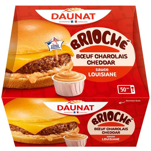 Daunat Brioche Bœuf charolais cheddar sauce Louisiane 155g