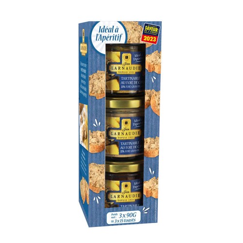 Jean Larnaudie Tartinable Foie de Canard 20% Foie gras nature 3x90g