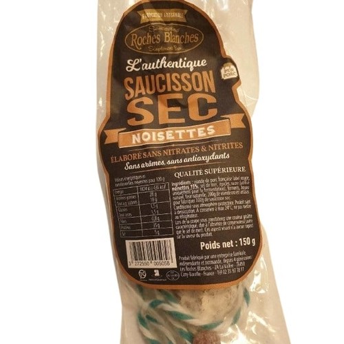 Les Roches blanches saucisson sec noisettes 150g